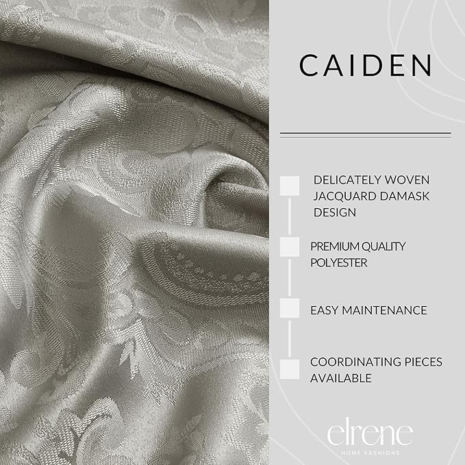 Elrene Home Fashions Caiden Elegance Damask Waterproof, Stain & Wrinkle Resistant Fabric Napkins (Set of 4), 17" x 17", Silver