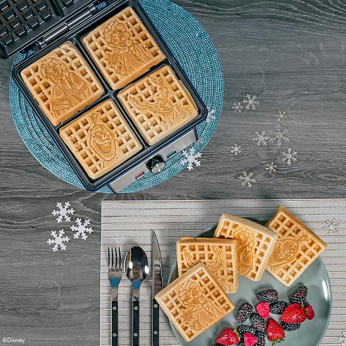 Uncanny Brands Disney Frozen Elsa, Anna, and Olaf Deluxe Waffler - Your Favorite Frozen Characters on Your Waffles