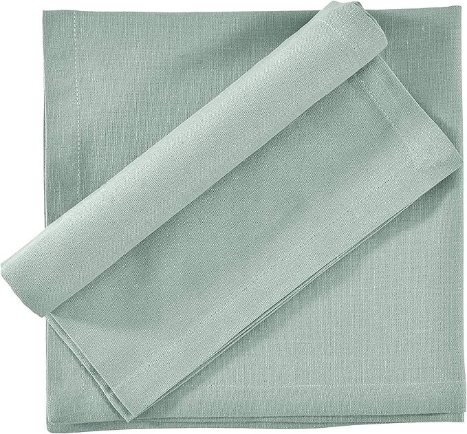FINGERCRAFT Cloth Napkins Set of 12, Cotton Linen Mitered Corner Soft Durable Washable Eco-Friendly Napkins Cloth, 18x18 inch Premium Quality for Home Hotel Parties Christmas Wedding Dinner Aqua
