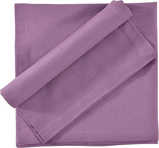 FINGERCRAFT Dinner Cloth Napkins, Cotton Linen Blend Mitered Corner Napkins Cloth 4 Pack Natural Premium Quality for Every Day Use, Parties, Easter, Thanksgiving, Weddings, 18x18 inch Lilac