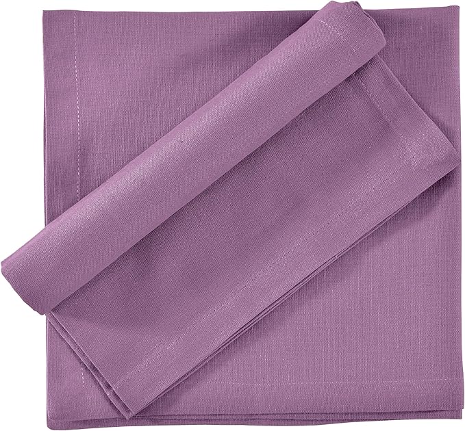 FINGERCRAFT Dinner Cloth Napkins, Cotton Linen Blend Mitered Corner Napkins Cloth 12 Pack Natural Premium Quality for Every Day Use, Parties, Easter, Thanksgiving, Weddings, 18x18 inch Lilac