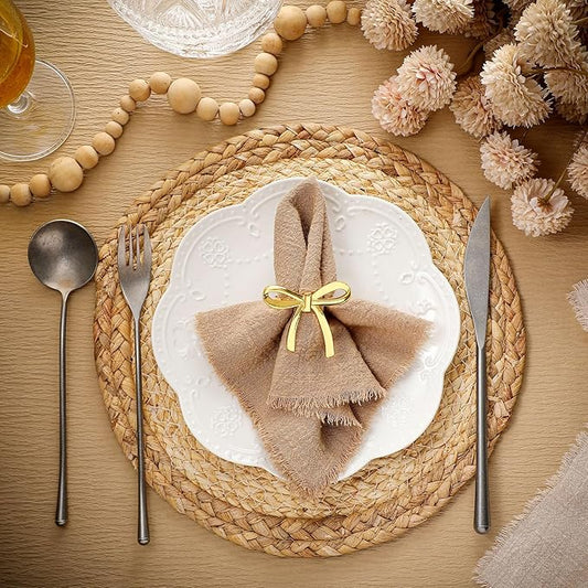 12 Pcs Gold Bow Napkin Rings, Metal Butterfly Napkin Holders for Dinner Parties Wedding Banquet Table Setting Family Gatherings Table Decoration