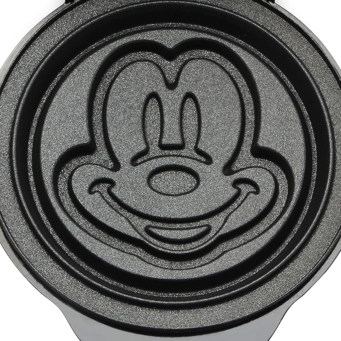 Disney Mickey Mouse 4" Mini Waffle Maker by Select Brands - Cute Appliance for Single Waffle - Features Nonstick Plates & Non-Skid Feet - Mini Machine with Power Light