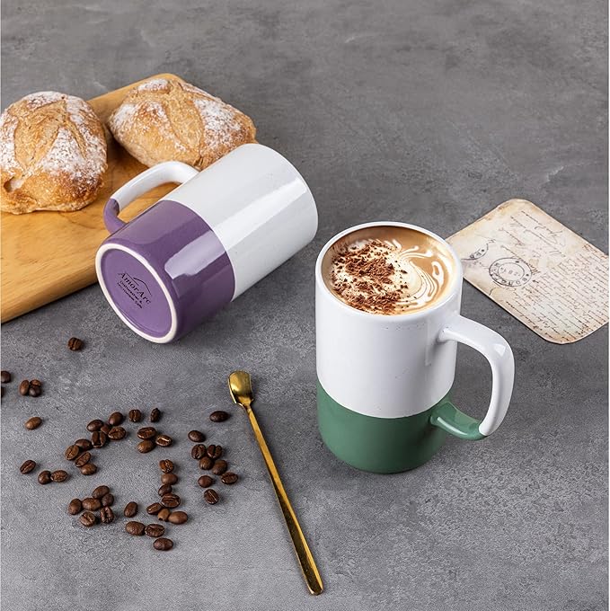 AmorArc 16oz Coffee Mugs Set of 4, Large Colorful Ceramic Coffee Mugs for Man, Woman, Dad, Mom, Modern Coffee Mugs Set with handle for Tea/Latte/Cappuccino/Milk/Cocoa. Dishwasher&Microwave Safe