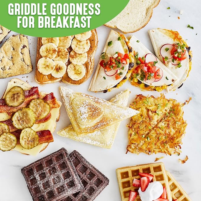 GreenLife Electric Waffle Sandwich Maker, Toaster, Panini Press with Healthy Ceramic Nonstick Plates, Perfect for Tuna Melts, Crispy Rice, Grilled Cheese, LED Indicator Light, PFAS-Free, Pink