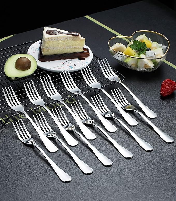 Kyraton Dinner Fork 12 Pieces, Stainless Steel 8.17 Inch Forks Silverware, Table Forks Set of 12