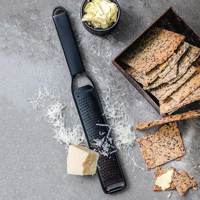 Microplane Kitchen Zester Grater with a Stainless-Steel Blade - Made in USA, for citrus, parmesan, ginger, chocolate & nutmeg from the Black Sheep Series
