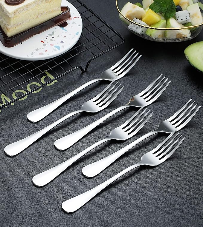 Kyraton Dinner Fork 6 Pieces, Stainless Steel 8.17 Inch Forks Silverware, Table Forks Set of 6