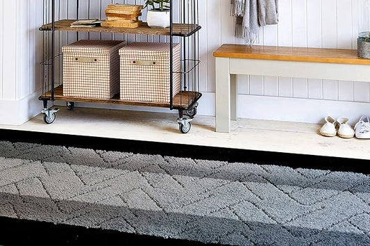 Custom Size Hallway Runner Rug Grey Color 31 inch Wide Select Your Length Non-Slip (Skid Resistance) Rubber Backing 2 feet x 31 inch