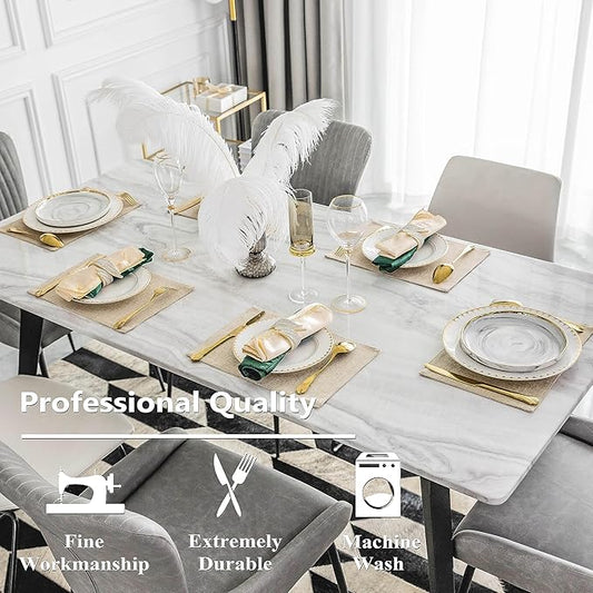 Home Brilliant Placemats Set of 8 Heat Resistant Dining Table Place Mats Plate Mat Cloth Placemats Kitchen Table Mats Indoor Outdoor, Light Linen