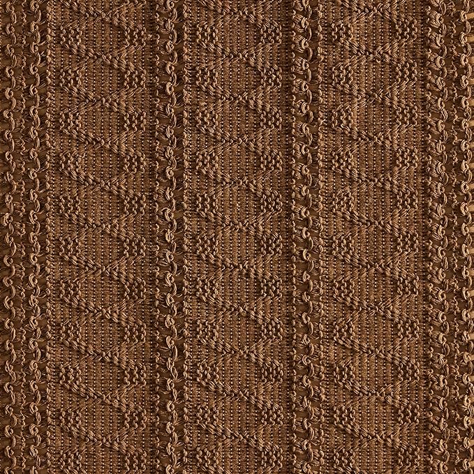 ZeeMart Macrame Style Boho Table Runner, Brown Table Runners 108 Inches Long, Farmhouse Woven Home Decor, 12x108 Inch, Caramel