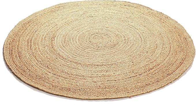 Savi Home Jute Area Rug Handwoven - 8 feet Round Natural - Rustic Vintage Beige Braided Reversible Rug- Eco Friendly Rugs for Farmhouse, Bedroom, Kitchen, Living Room.