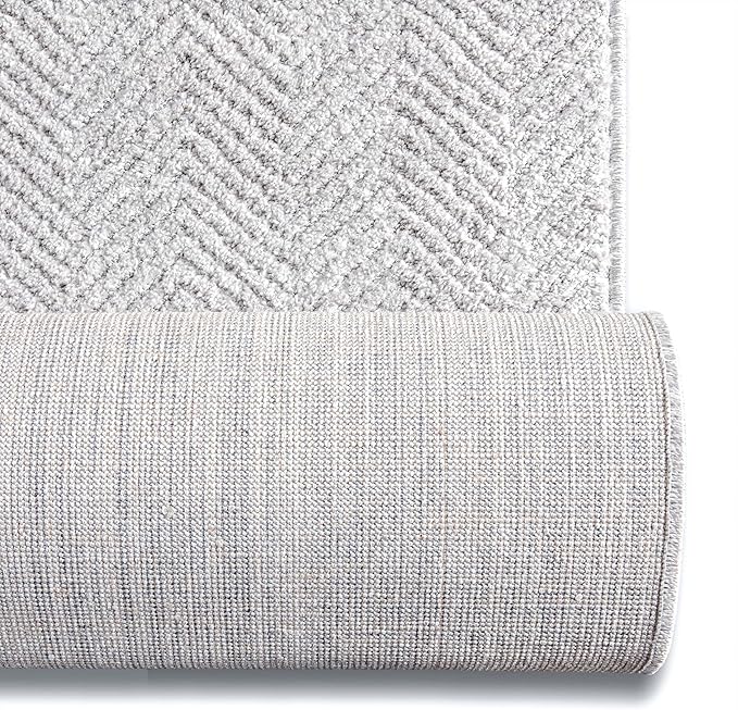 Well Woven Custom Size Hallway & Stair Runner- Harlow Pompeii Light Grey 31 Inches Wide x 55 Feet Long Runner (31" x 55') Runner Rug - Modern Chevron Pattern, Ultra-Soft, Easy-Clean