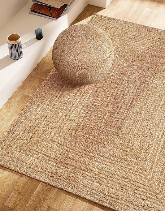 Savi Home Natural Jute Rug 3x5 Ft – Handwoven Braided Area Rug for Kitchen, Living Room & Bedroom – Eco-Friendly, Durable, Washable Woven Floor Mat – 36x60 Inch Rustic Farmhouse Décor