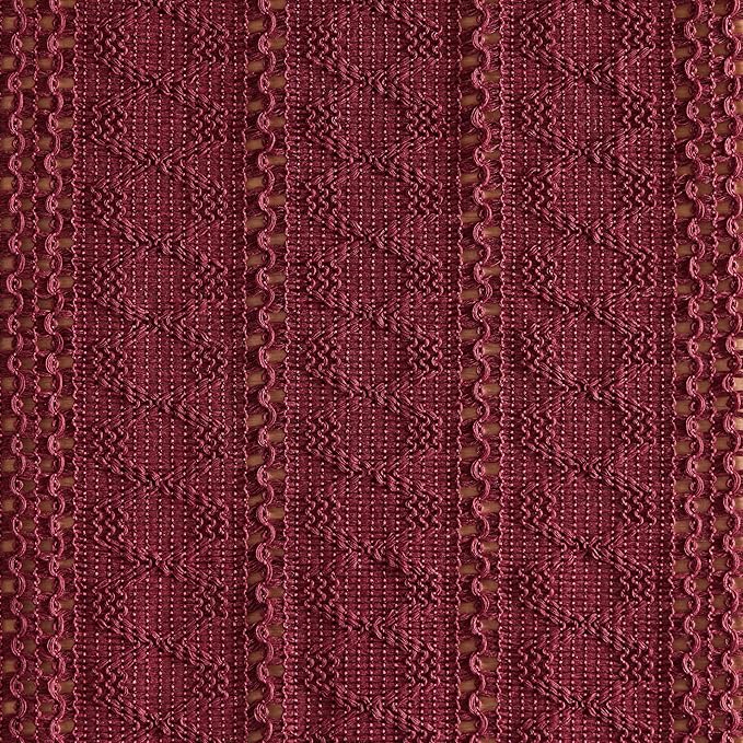 ZeeMart Macrame Style Boho Table Runner, Burgundy Red Table Runners 36 Inches Long, Farmhouse Woven Home Decor, 12x36 Inch, Burgundy