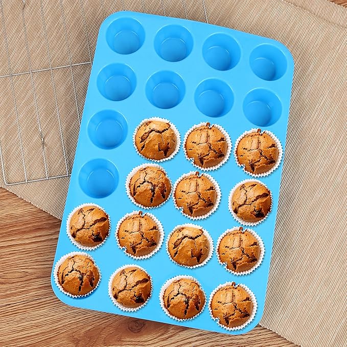 Cozihom Silicone Muffin Pan, Cupcake Pan, 24 Cups, Food Grade Egg Muffin Baking Silicone Molds, Non-stick, 3 Pcs