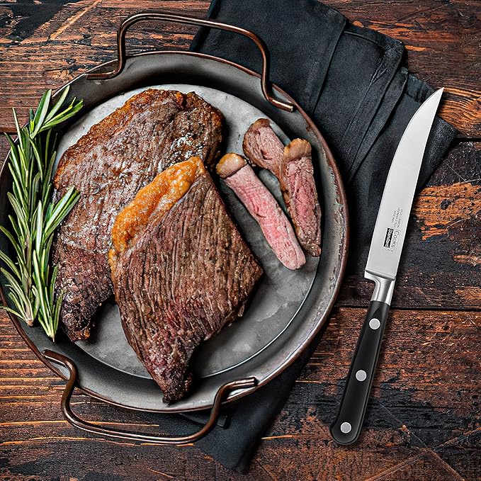 Cooks Standard Steak Knives Set 6-Piece, High Carbon Stainless Steel Classic Sharp Kitchen Steak Knife, Ergonomic Handle,Black