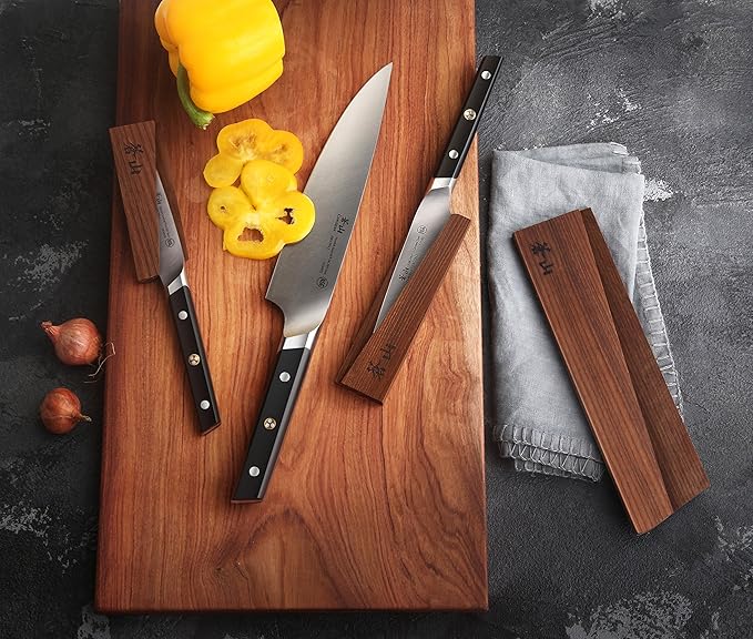 Cangshan TC Series 1021196 Swedish 14C28N Steel Forged 3-Piece Starter Knife Set with Wood Sheaths