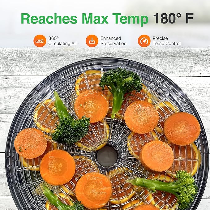 NutriChef Electric Countertop Food Dehydrator - Professional Multi-Tier Food Preserver - Dehydrates Fish, Meats, Mushrooms, Fruits & Vegetables - 5 Easy to Clean Stackable Trays., One Size, Black