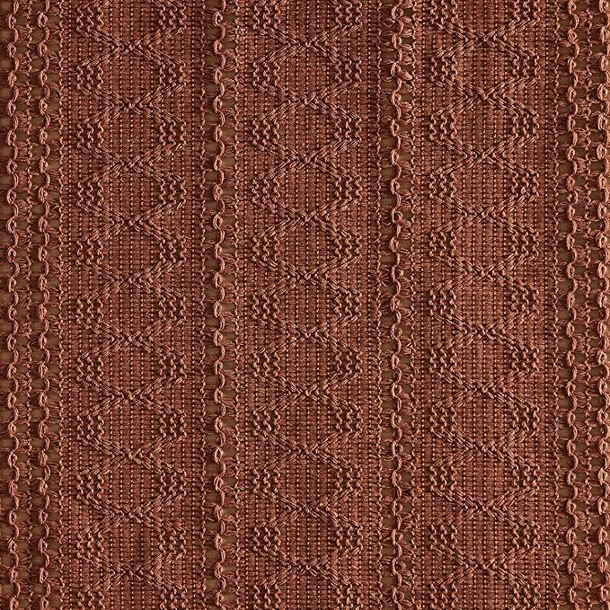 ZeeMart Macrame Style Boho Table Runner, Terracotta Table Runners 108 Inches Long, Farmhouse Woven Home Decor, 12x108 Inch, Terracotta