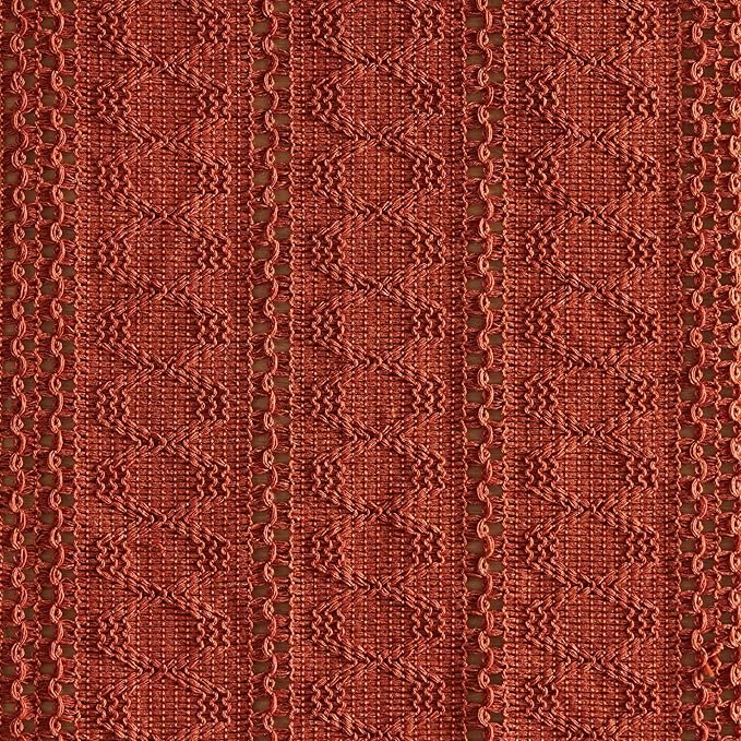 ZeeMart Macrame Style Boho Table Runner, Rust Table Runners 60 Inches Long, Farmhouse Woven Home Decor, 12x60 Inch, Rust