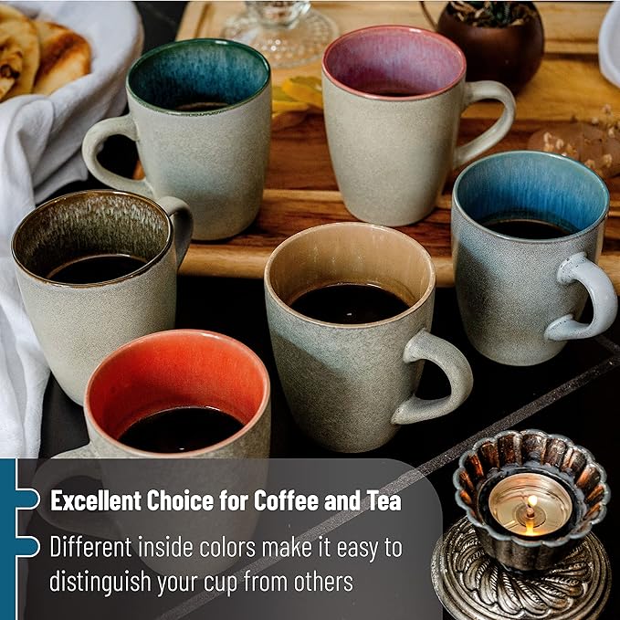 BTaT- Coffee Mugs, Set of 6, 12 oz (350ml), Mugs for Coffee Cups, Christmas Gifts