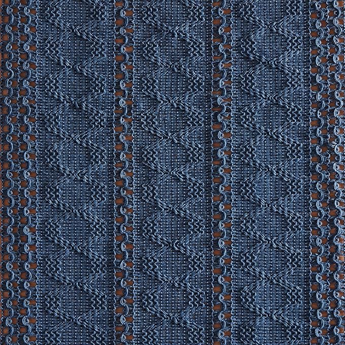 ZeeMart Macrame Style Boho Table Runner, Blue Table Runners 48 Inches Long, Farmhouse Woven Home Decor, 12x48 Inch, Dusty Blue