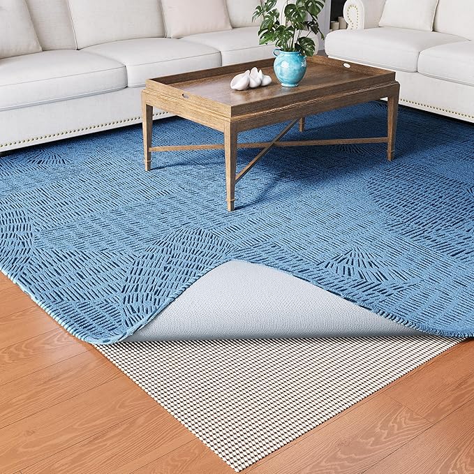 Non-Slip Rug Pad Gripper 8x10 Feet, Anti Skid Mat for Under Area Rugs, Keeps Rugs in Position and Safe, Thick Cushioned Carpet Pad for Hardwood Floors Protection