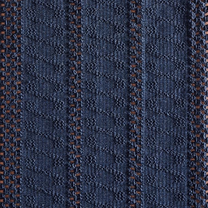 ZeeMart Macrame Style Boho Table Runner, Navy Table Runners 108 Inches Long, Farmhouse Woven Home Decor, 12x108 Inch, Navy Blue