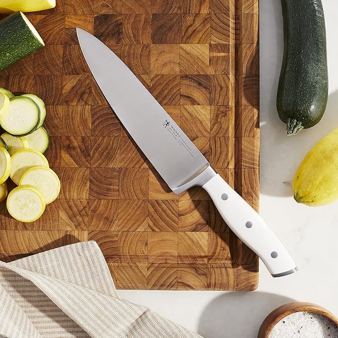 HENCKELS Forged Accent Razor-Sharp 3-pc Kitchen Knife Set, Chef Knife, Paring Knife, Utility Knife, White Handle, German Engineered Informed by 100+ Years of Mastery