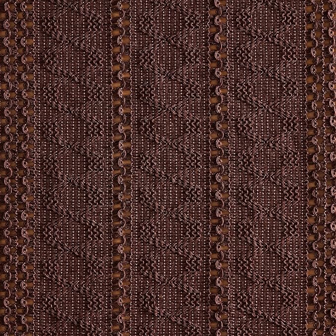 ZeeMart Macrame Style Boho Table Runner, Dark Brown Table Runners 108 Inches Long, Farmhouse Woven Home Decor, 12x108 Inch, Chocolate