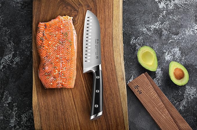 Cangshan TS Series 1020687 Swedish 14C28N Steel Forged 7-Inch Santoku Knife and Wood Sheath Set