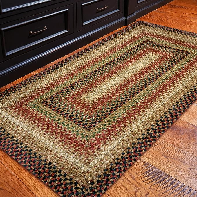 Homespice Gingerbread Braided Rug 20x30 - Jute Braided Kitchen Rugs for Country, Primitve Decor, Reversible, Pet-Friendly, Durable & Easy to Maintain