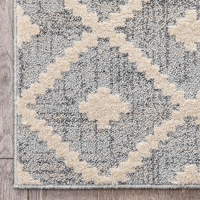 Well Woven Custom Size Hallway Stair Runner - Choose Your Length - Ainsley Grey Diamond Trellis Geometric Tribal - 27 Inches Wide x 70 Feet Long Runner (27" x 70' Runner) Rug