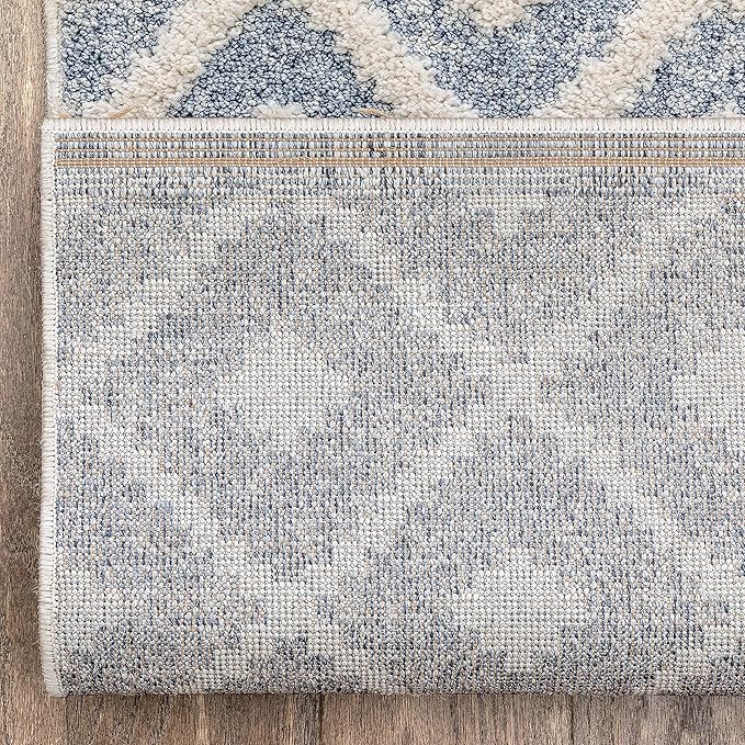Well Woven Custom Size Runner - Choose Your Length - Ainsley Blue Diamond Trellis Geometric Tribal - 27 Inches Wide x 5 Feet Long Runner (27" x 5' Runner) Rug