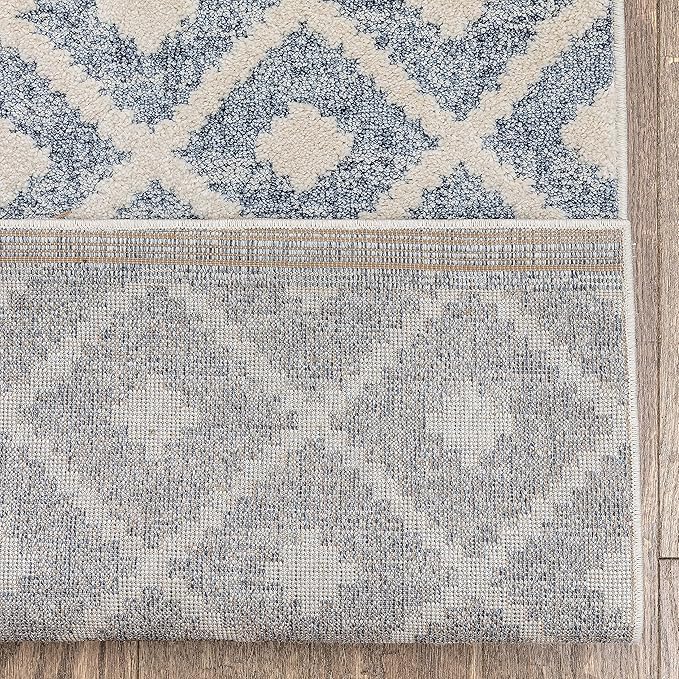 Well Woven Custom Size Hallway Stair Runner - Choose Your Length - Ainsley Blue Diamond Trellis Geometric Tribal - 31 Inches Wide x 11 Feet Long Runner (31" x 11' Runner) Rug